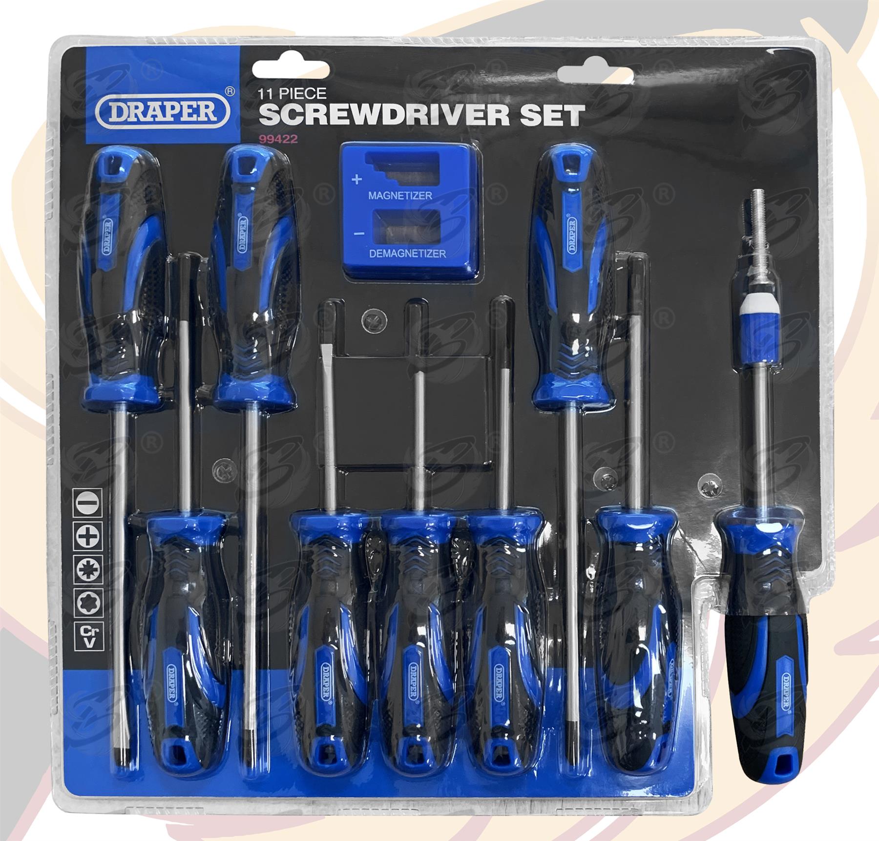 DRAPER 11PCS MAGNETIC SCREWDRIVER SET ( SLOTTED - PHILLIPS - POZIDRIVE - TORX )