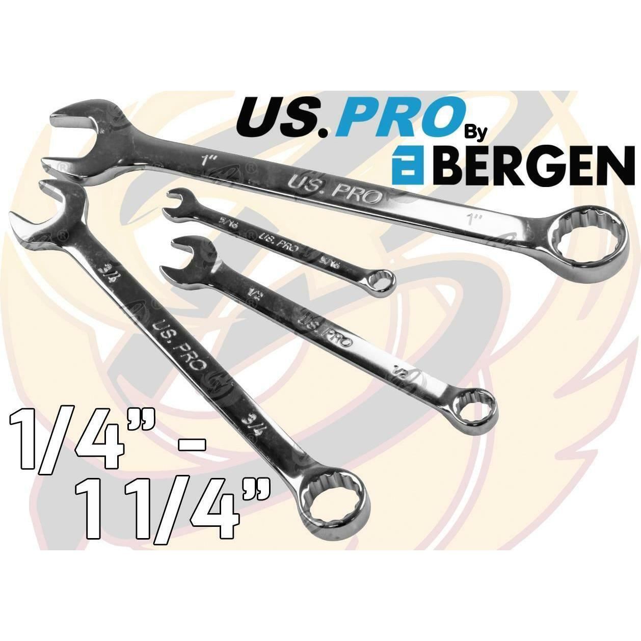 US PRO 16PCS SAE COMBINATIONS SPANNERS 1/4" - 1 1/4"