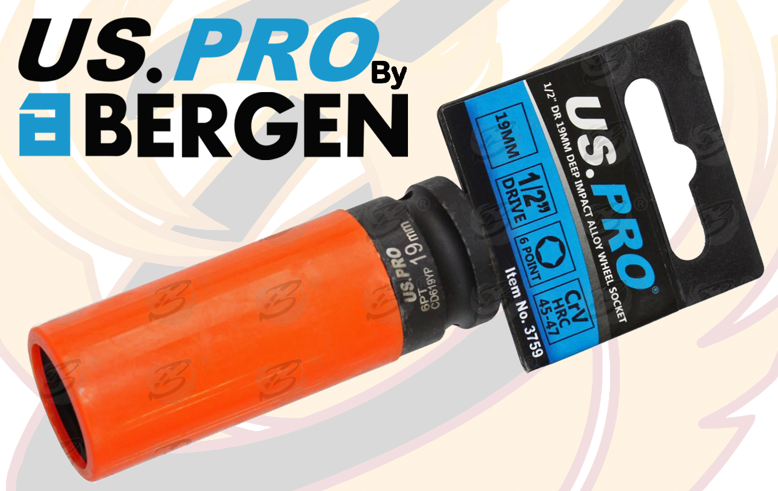 US Pro 19mm 1/2" Drive 6 Point Deep Impact Alloy Wheel Nut Socket ( 3759 )