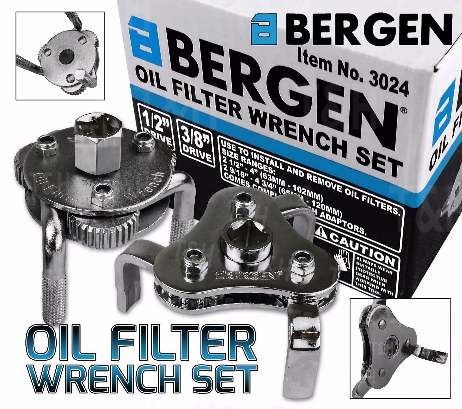 US Pro 3 Piece Self Adjusting Oil Filter Wrench ( 63 - 120mm ) ( 3097 )