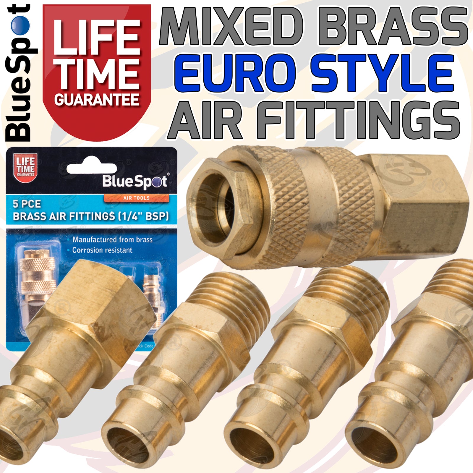 BLUESPOT 5PCS BSP BRASS EURO AIR FITTINGS