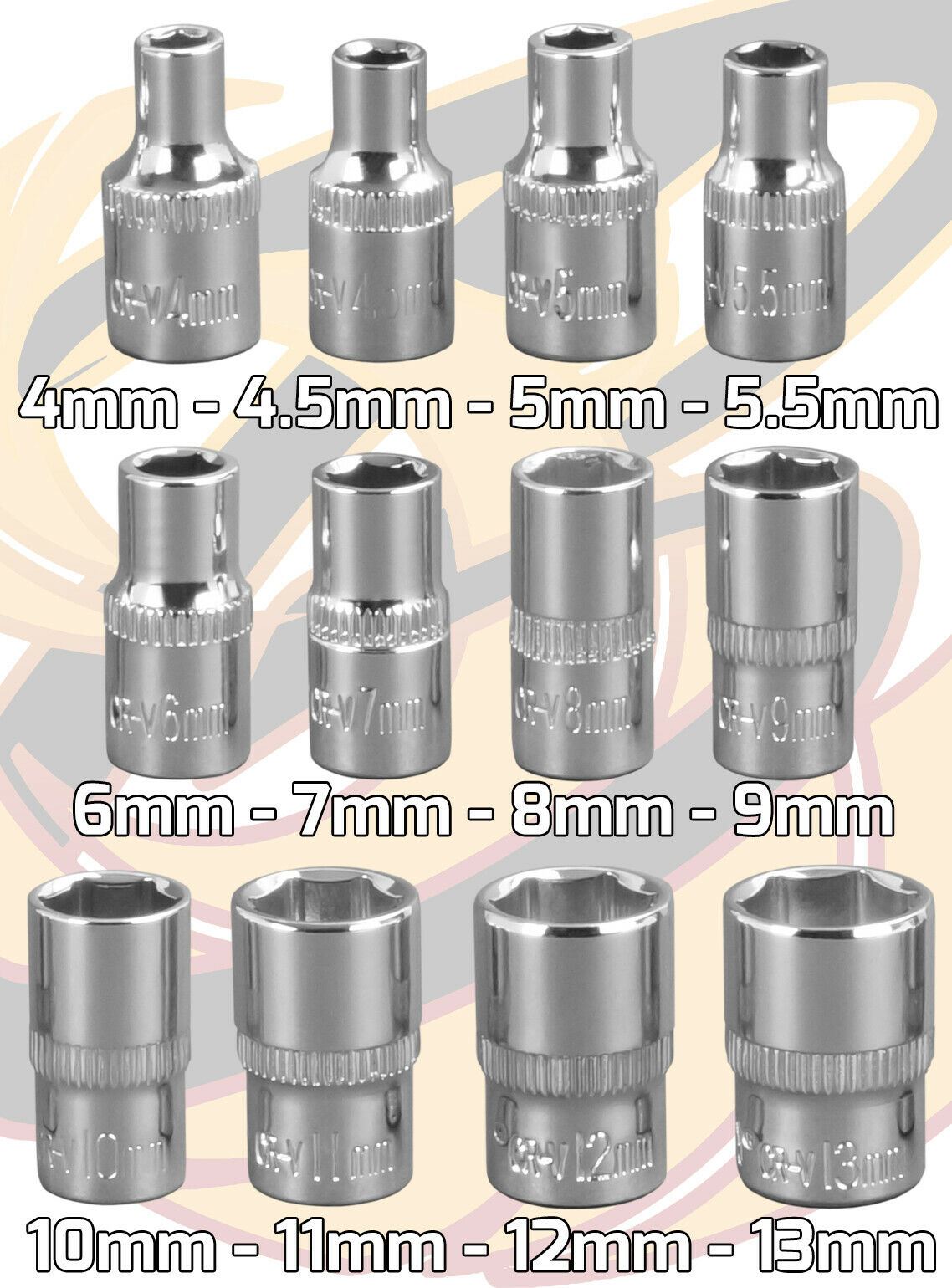 BERGEN 42PC 1/4" DRIVE METRIC & AF SOCKET SET