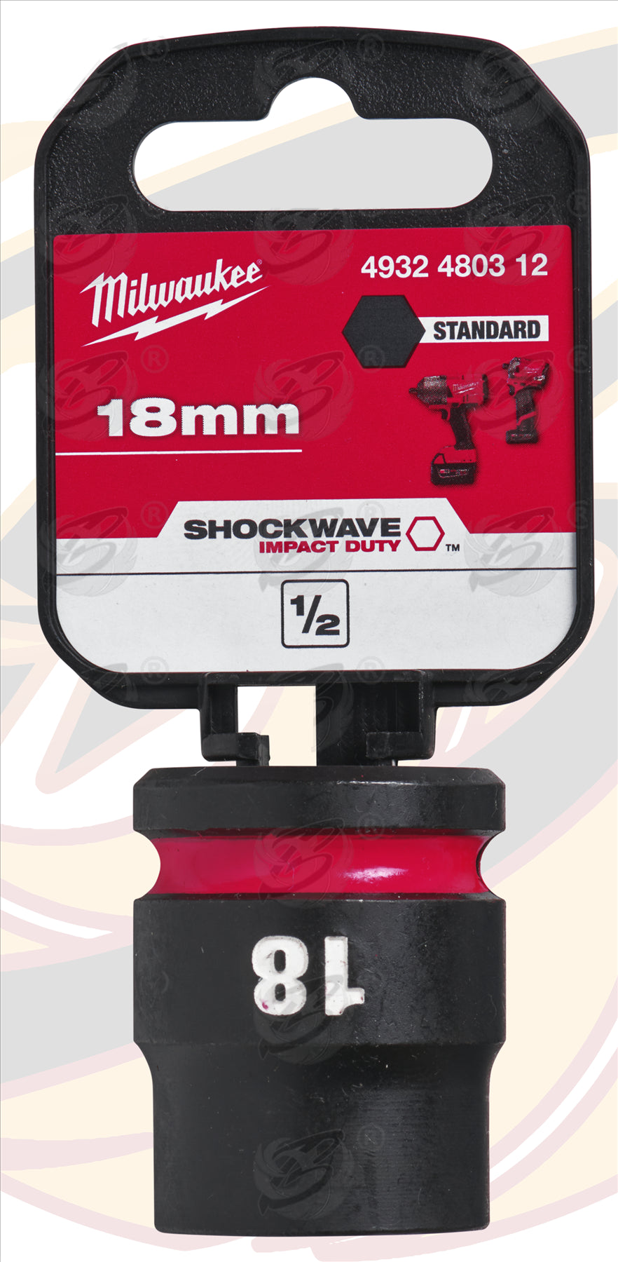 MILWAUKEE 18MM 1/2" DRIVE 6 POINT SHALLOW IMPACT SOCKET ( SINGLE )