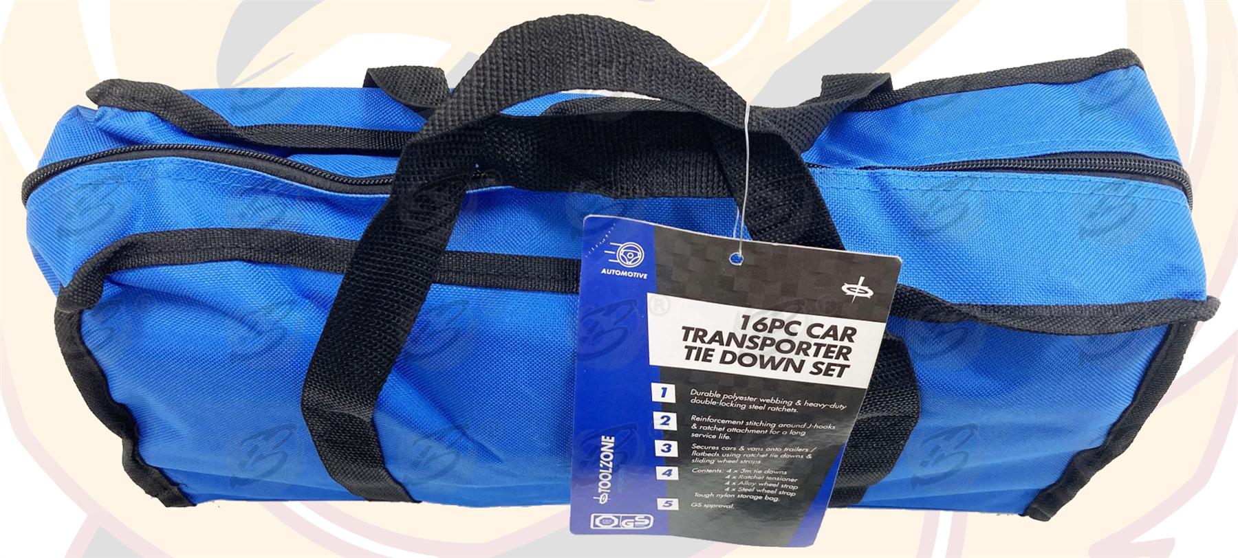 Toolzone 16 Piece Ratchet Strap / Tie Down Set ( Car Transporter Set ) ( TD068 )