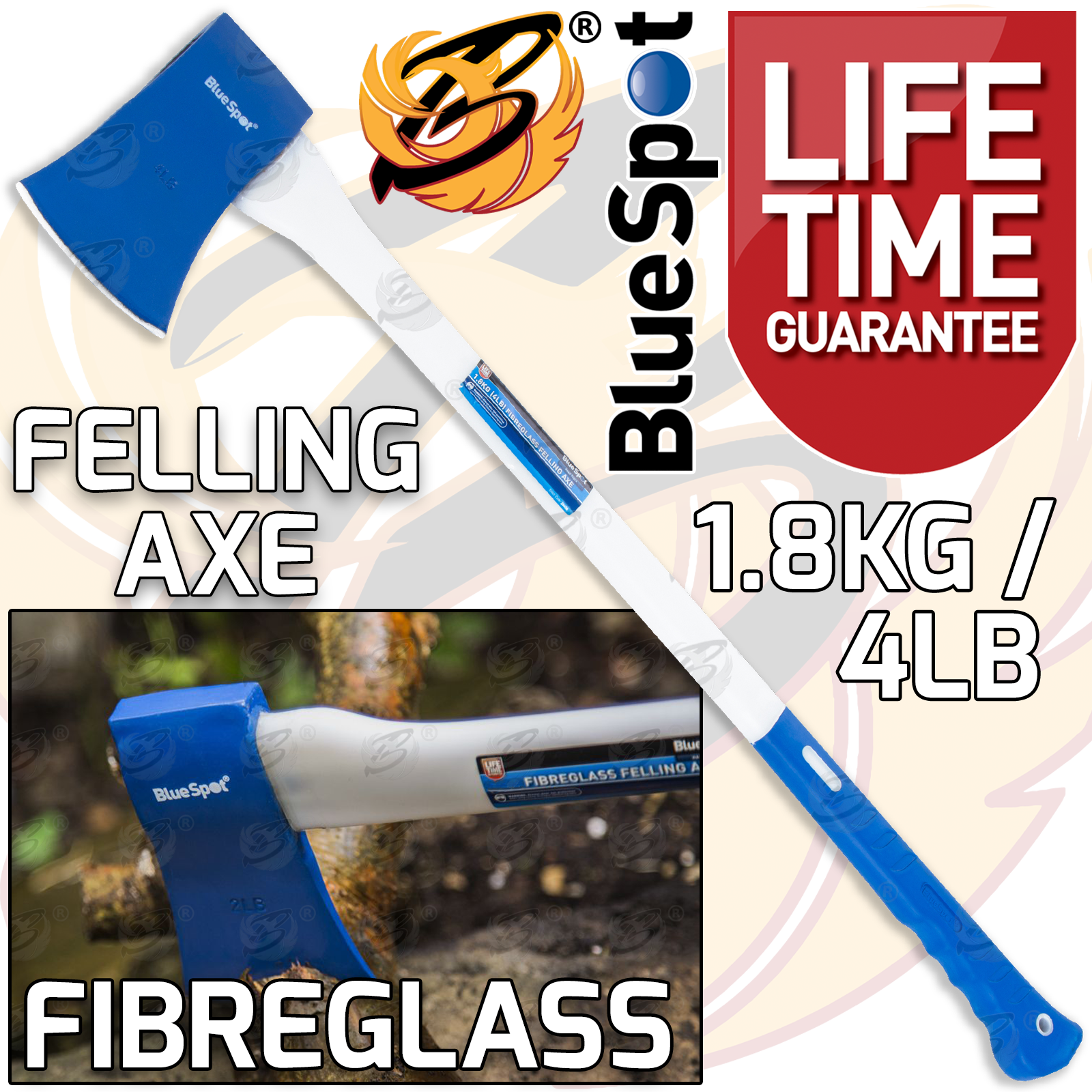 BlueSpot 1.8Kg ( 4Lb ) Fibreglass Felling Axe ( 26606 )