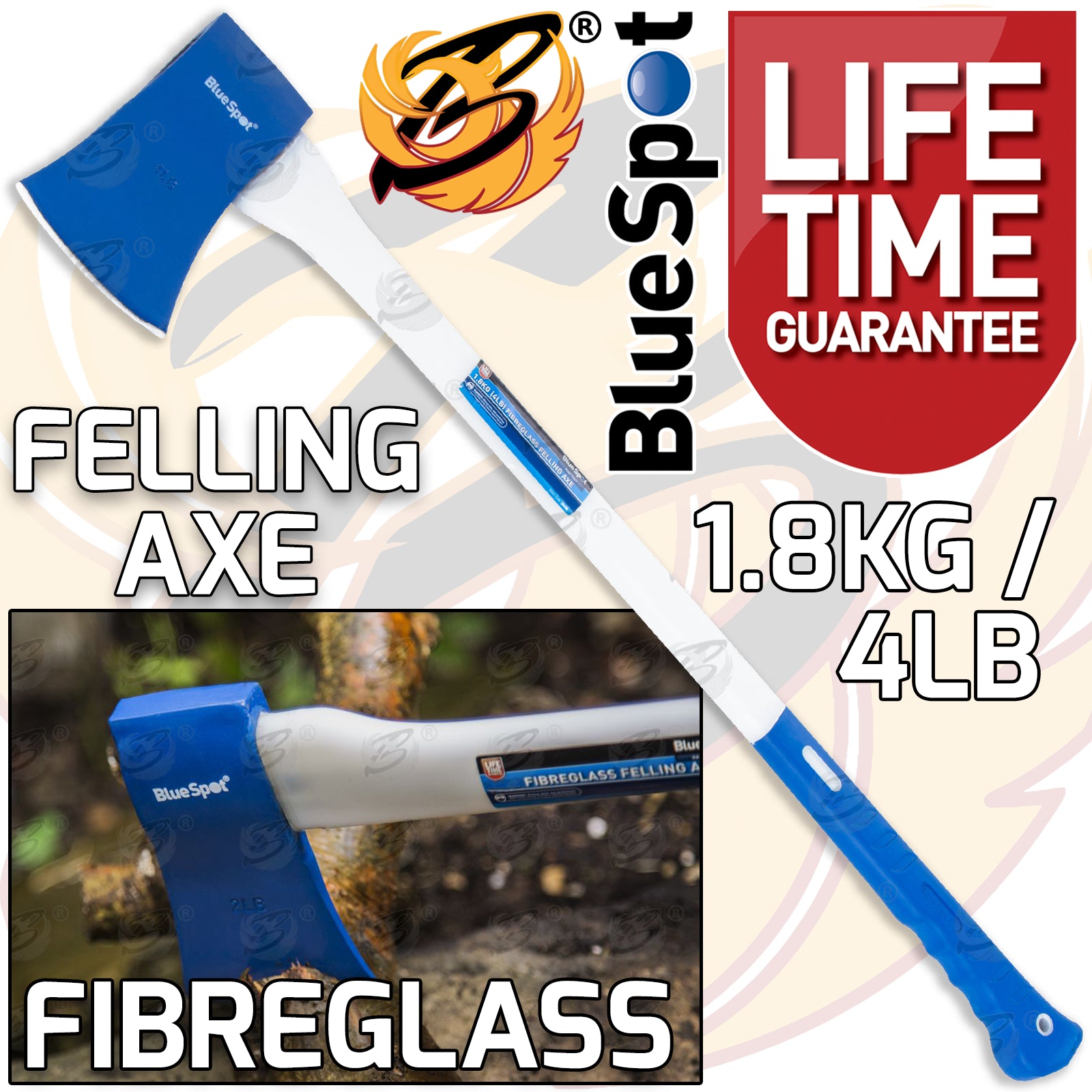 BLUESPOT 1.8KG ( 4LB ) FIBREGLASS FELLING AXE