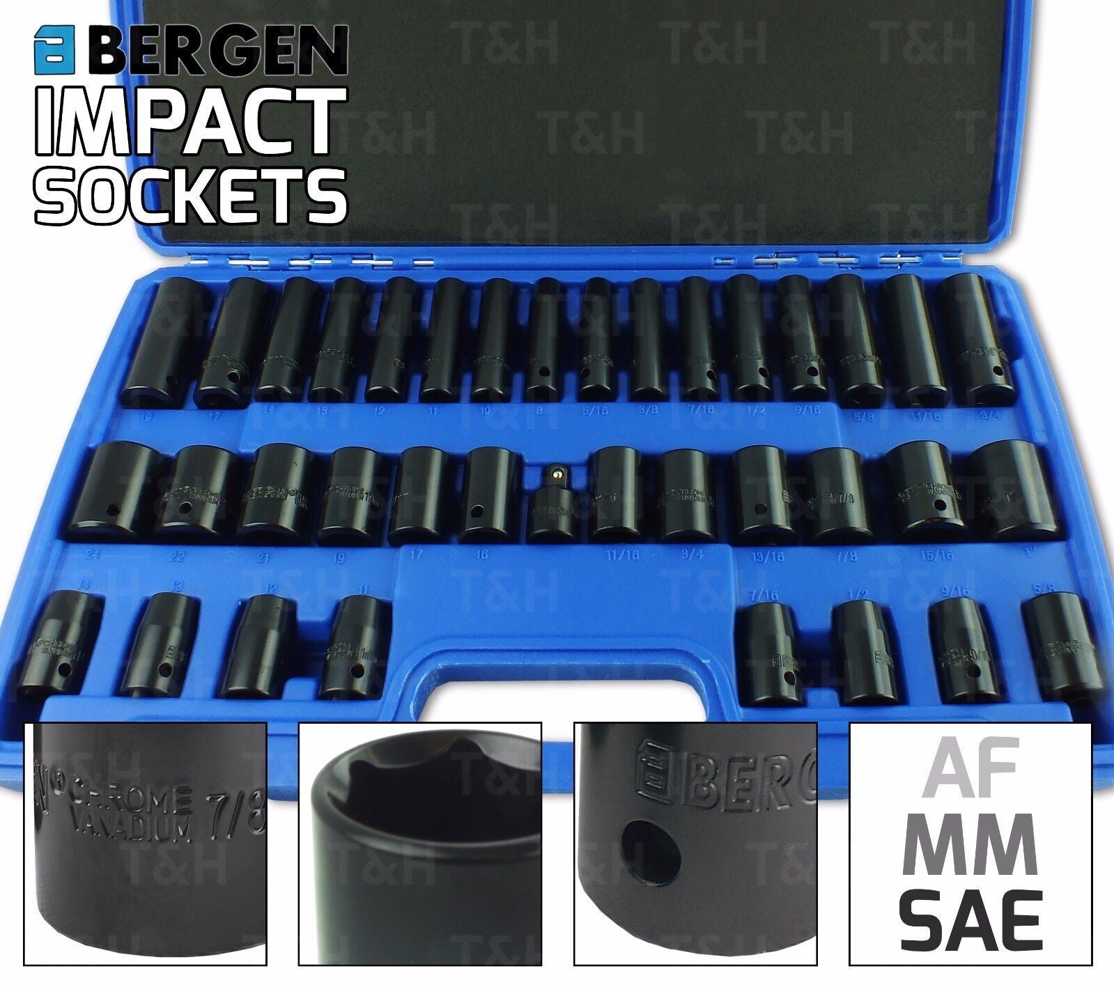 US PRO 37PCS 3/8" & 1/2" DRIVE 6 POINT DEEP & SHALLOW METRIC & SAE IMPACT SOCKET