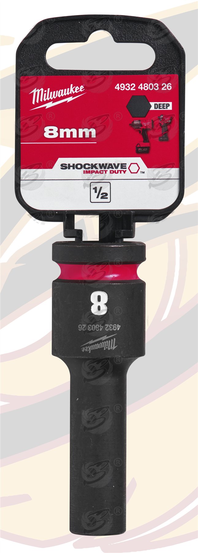 Milwaukee 8mm 1/2" Drive 6 Point Deep Impact Socket ( Single ) ( 4932480326 )