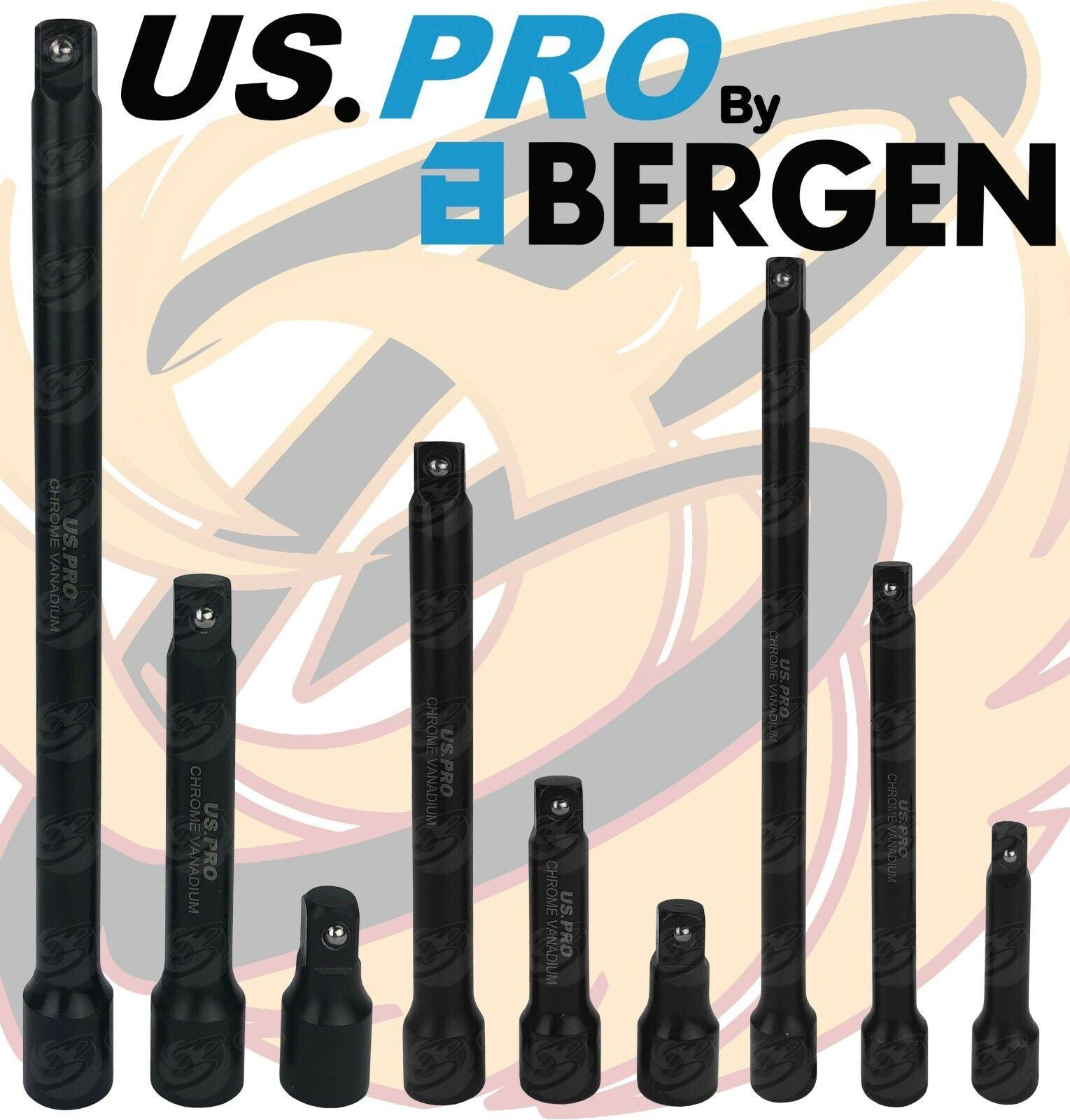US Pro 9 Piece 1/4" & 3/8" & 1/2" Drive Impact Extension Bars ( 3462 )