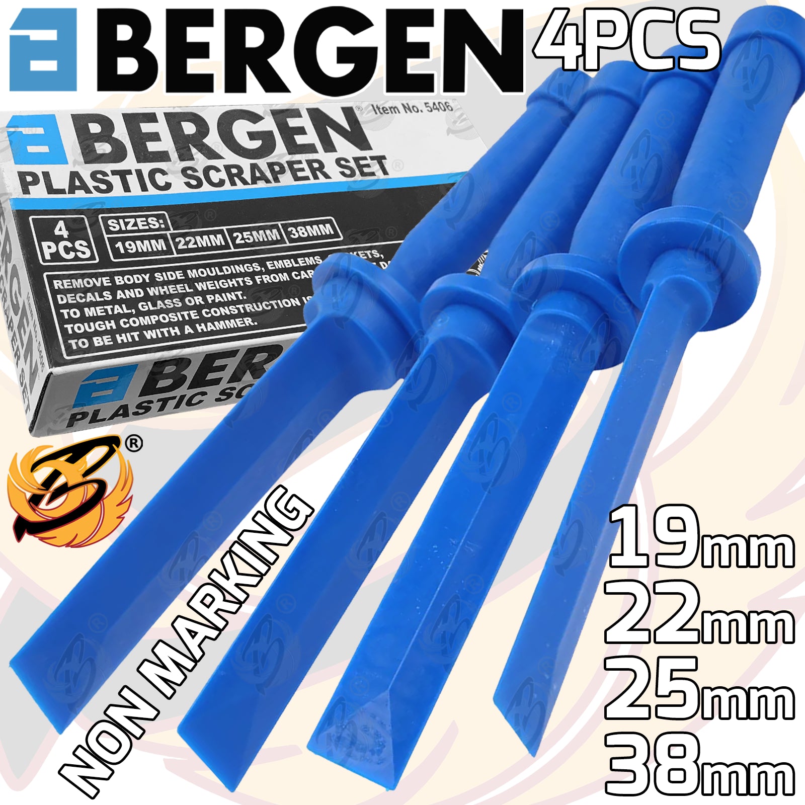 BERGEN 4PCS PLASTIC SCRAPER SET