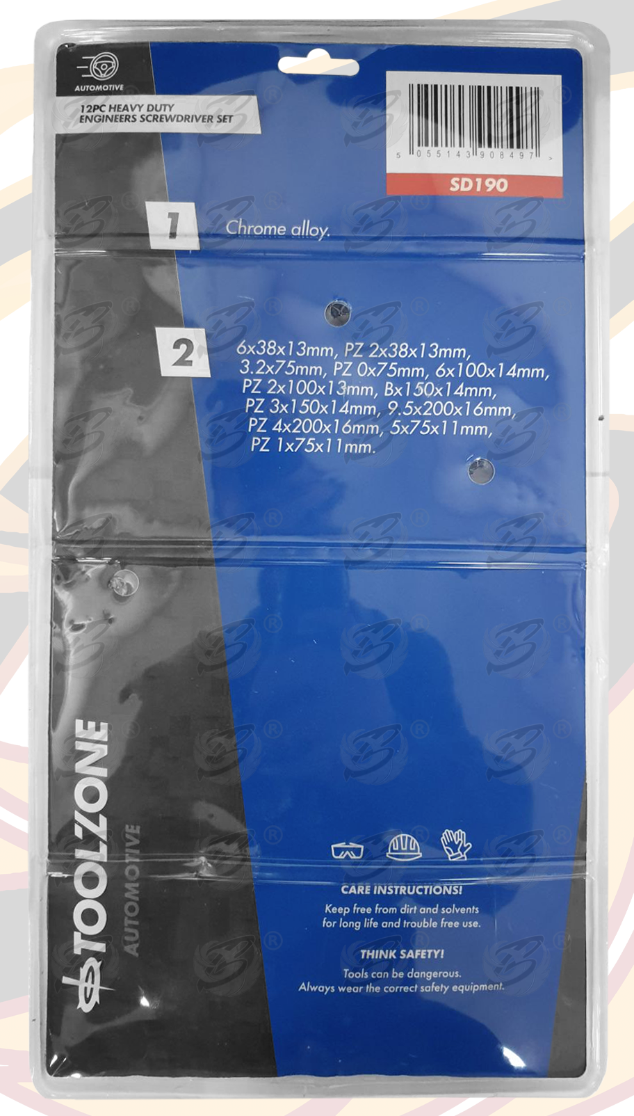 Toolzone 12 Piece Magnetic Go Through Screwdriver Set ( Slotted - Pozidrive ) ( SD190 )