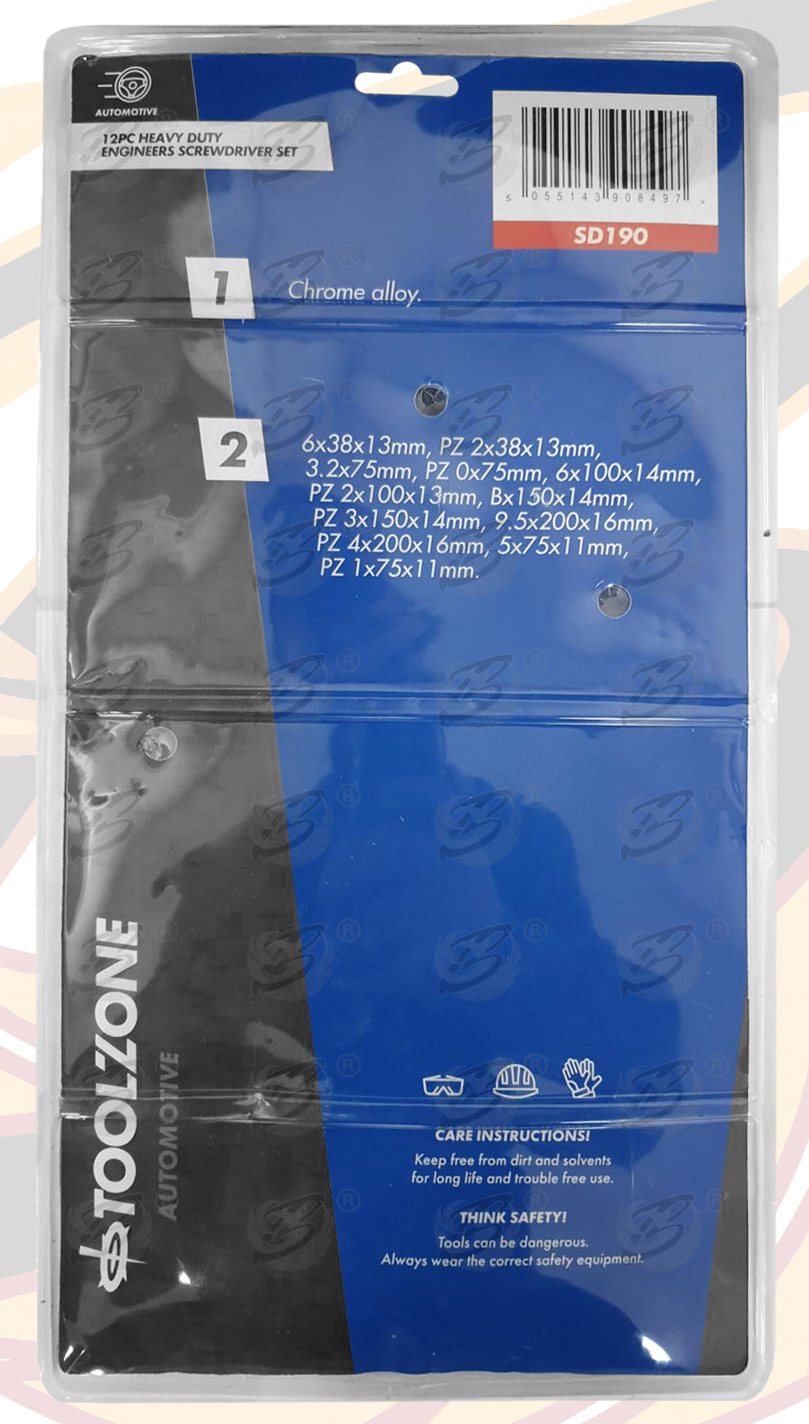 TOOLZONE 12PCS MAGNETIC GO THROUGH SCREWDRIVER SET ( SLOTTED - POZIDRIVE )