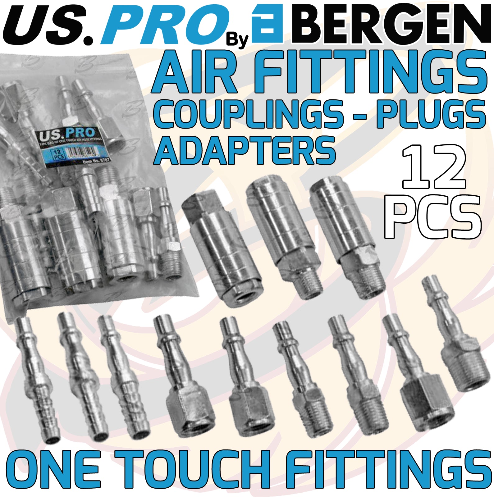 US PRO 12PCS AIR LINE FITTINGS ( ONE TOUCH )