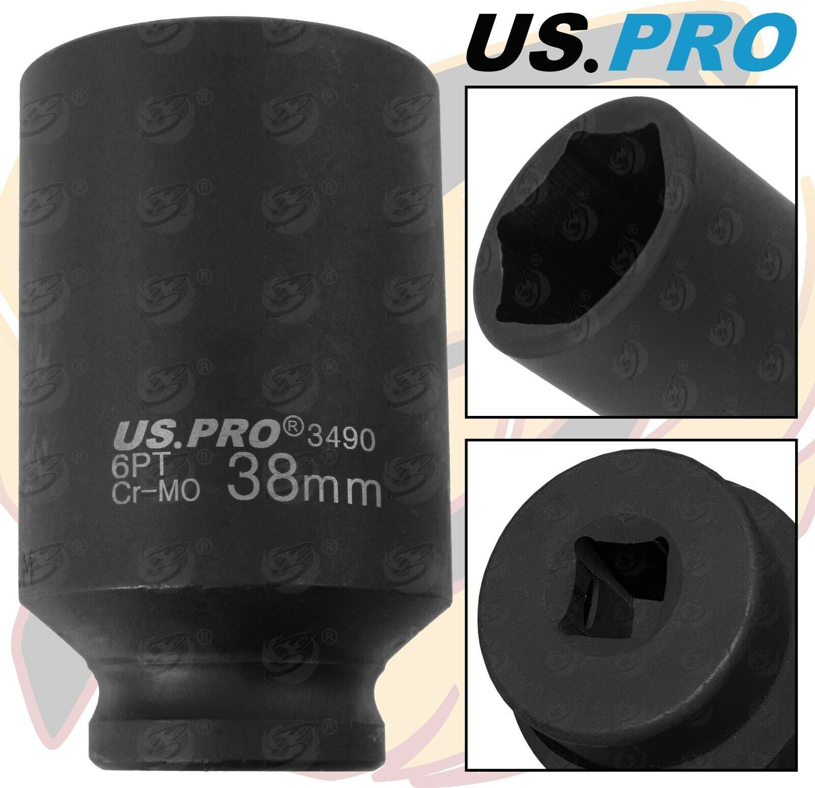 US Pro 38mm 1/2" Drive 6 Point Deep Impact Socket ( Single ) 3490