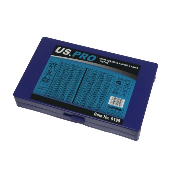 US Pro 419 Piece Assorted Rubber O Rings - Metric 9198