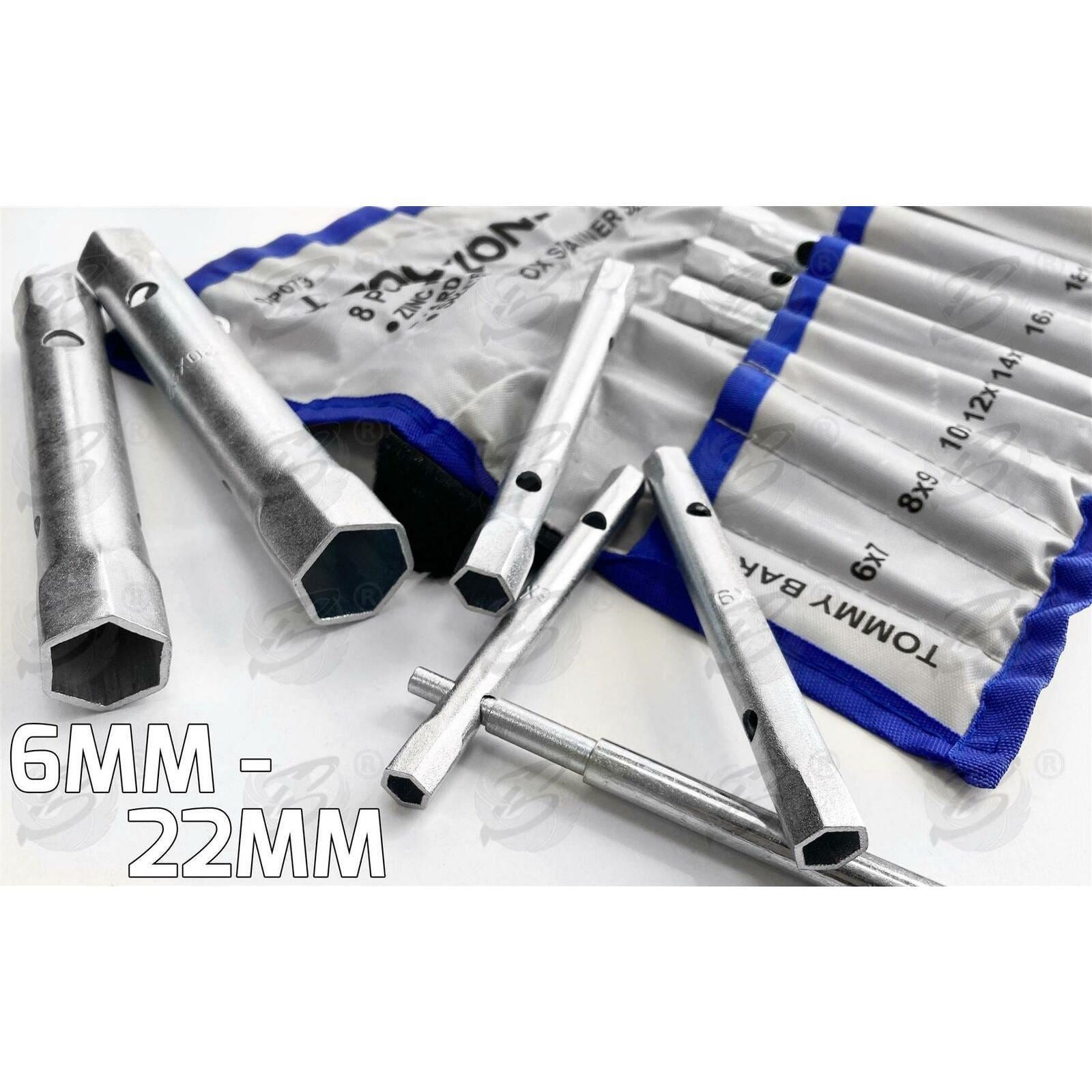 TOOLZONE 8PCS TUBULAR BOX SPANNERS 6MM - 22MM