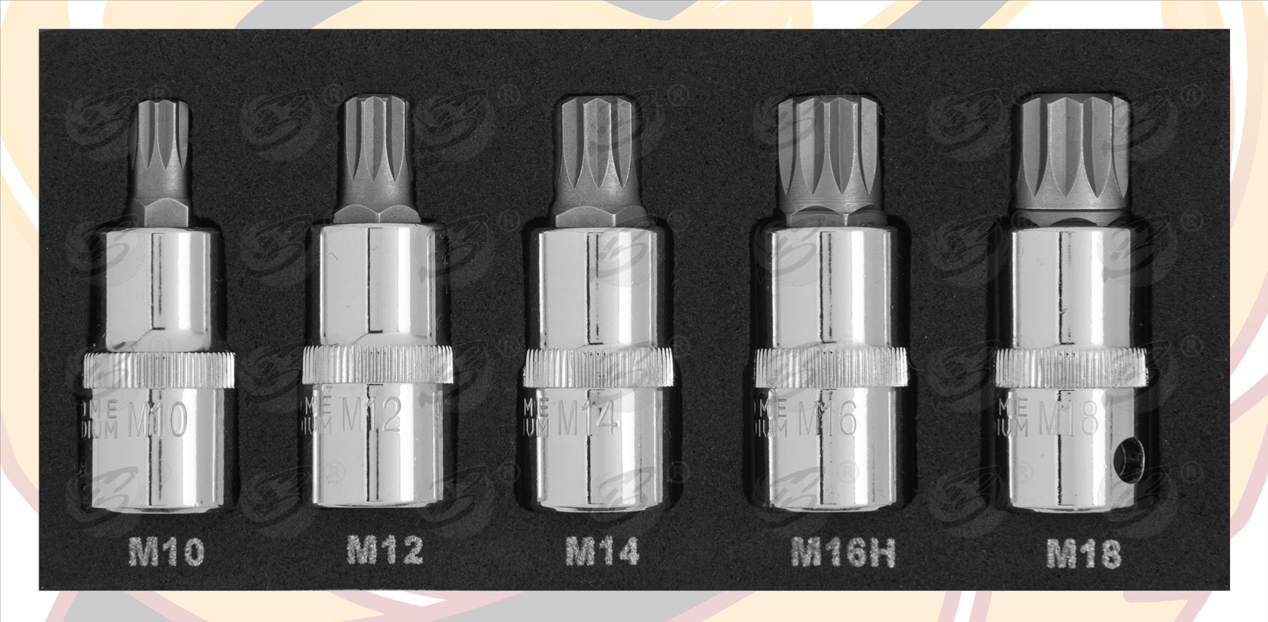 BLUESPOT 15PCS 1/2" DRIVE MIXED BIT SOCKETS ( HEX - TORX - SPLINE )