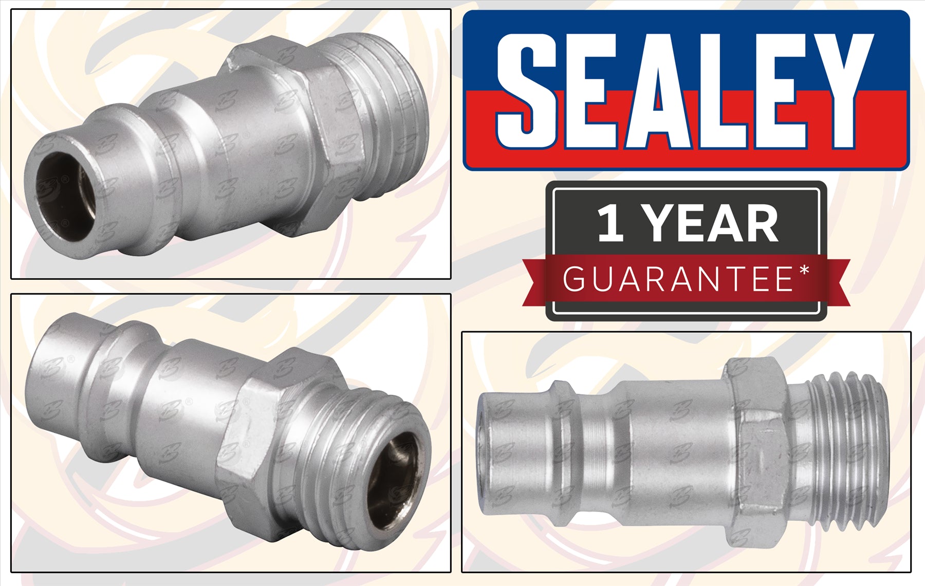 SEALEY HIGH FLOW SCREWED ADAPTOR MALE 1/4"BSPT - PACK OF 5