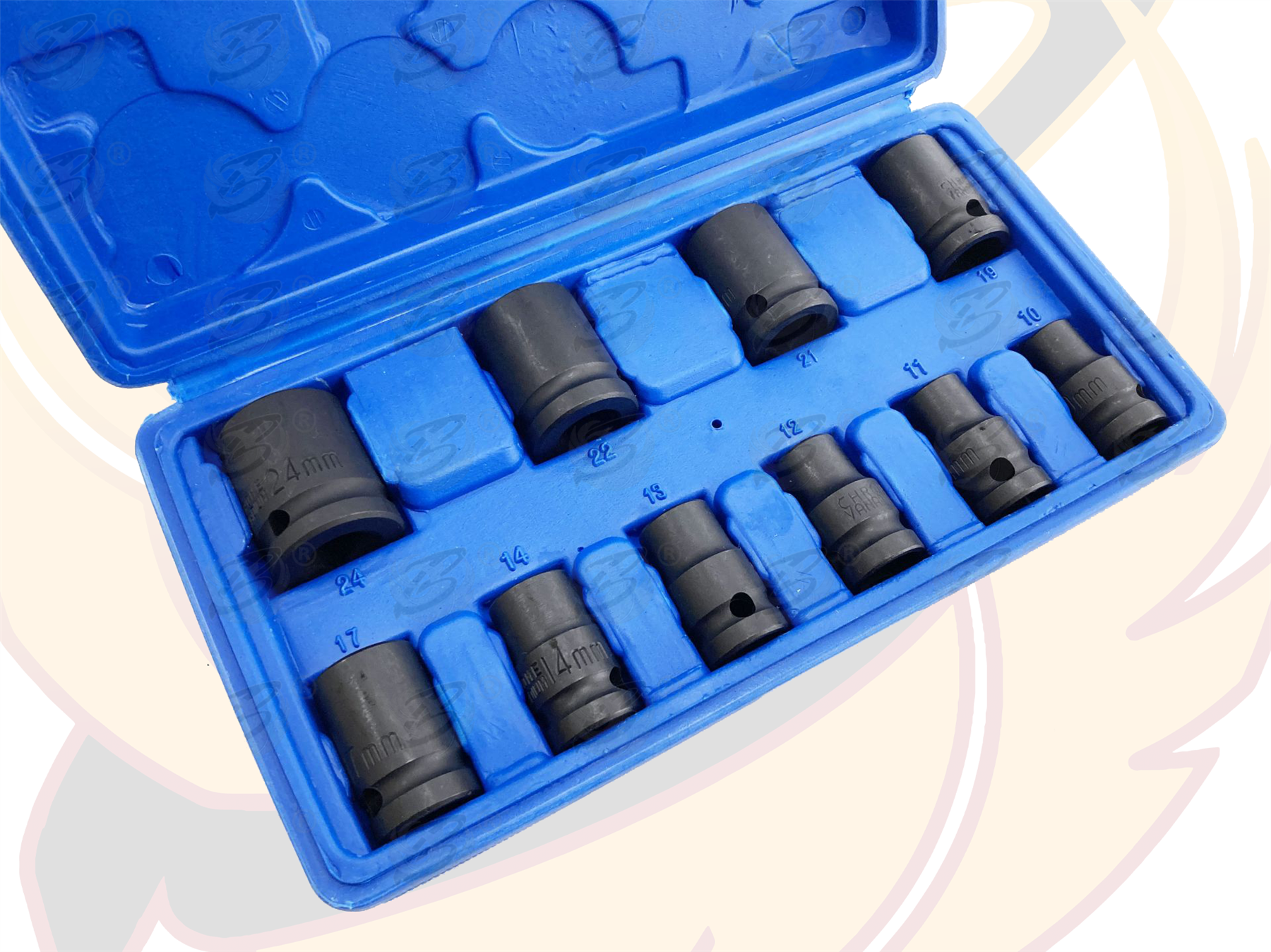 Toolzone 10 Piece 1/2" Drive 6 Point Shallow Impact Sockets 10mm - 24mm ( SS125 )