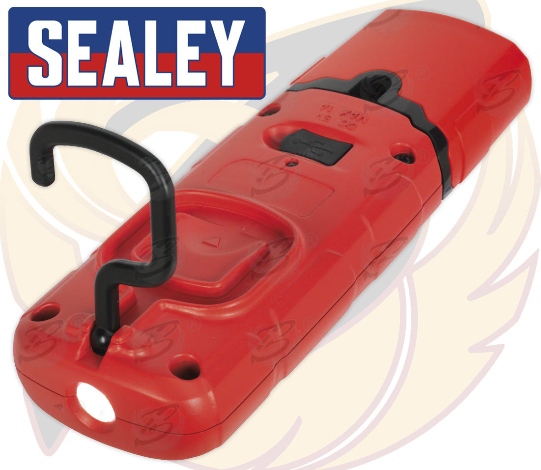 SEALEY RECHARGEABLE COB LED LI - ION WORK LIGHT ( RED )