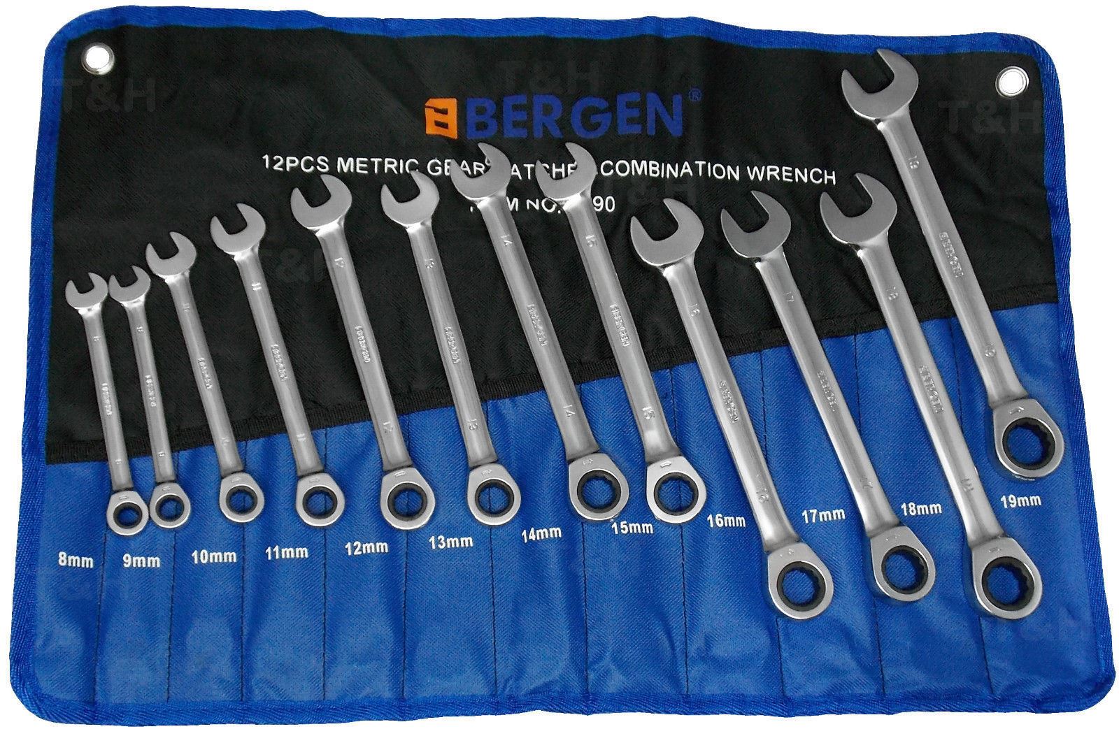 US Pro 12 Piece Combination Ratchet Spanner Set 8mm - 19mm 2233