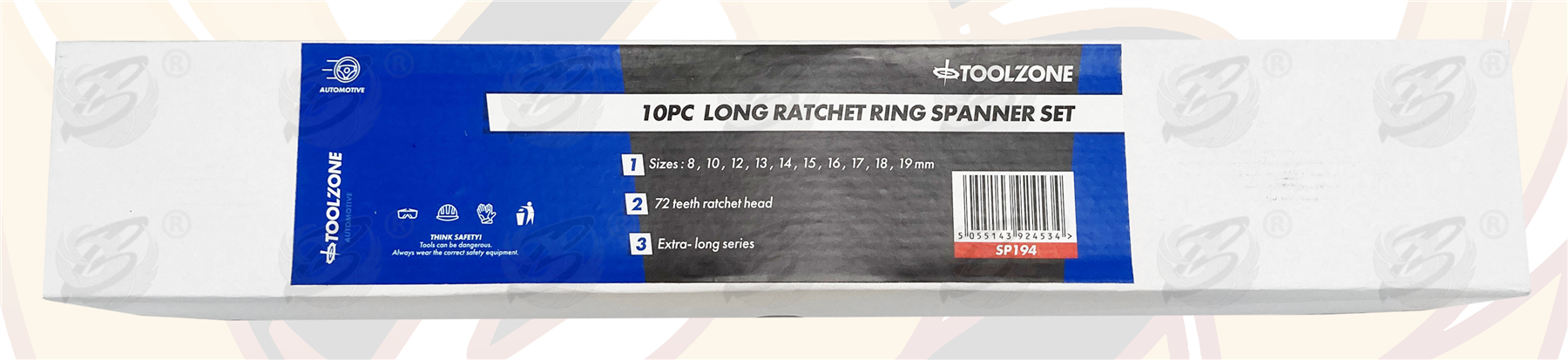 Toolzone 10 Piece Single Ring Extra Long Ratchet Aviation Spanners 8mm - 10mm ( SP194 )