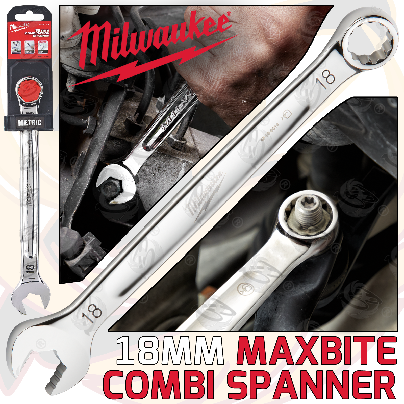 Milwaukee 18mm Maxbite Combination Spanner ( Single ) ( 4932471526 )