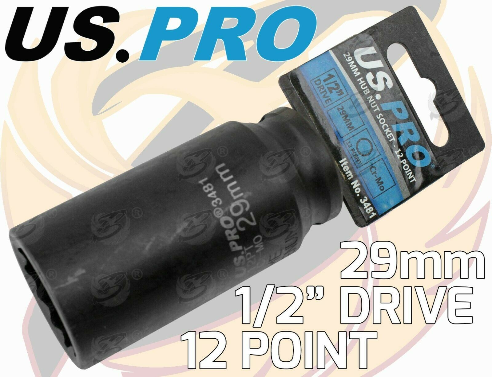 US PRO 29MM 1/2" DRIVE 12 POINT DEEP IMPACT SOCKET ( SINGLE )