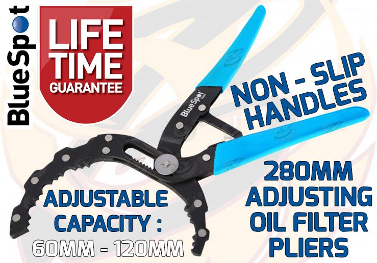 BLUESPOT SELF ADJUSTING OIL FILTER PLIERS 60MM - 120MM