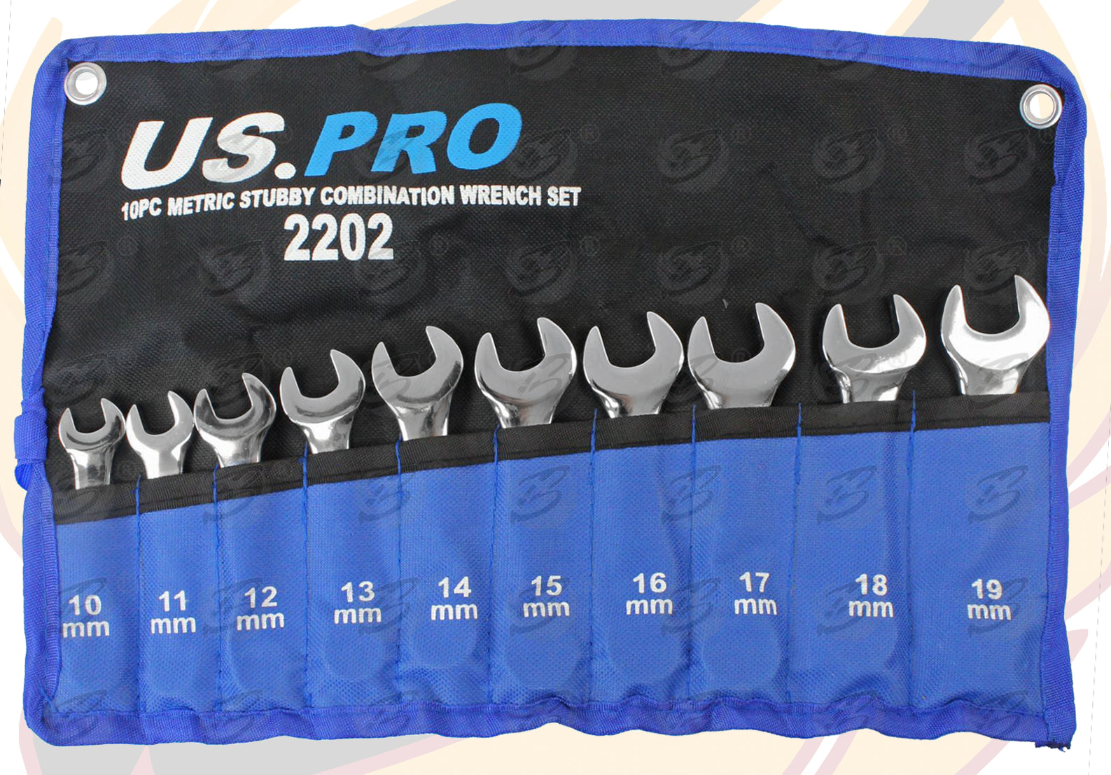 US PRO 22PCS SPANNERS & STUBBY COMBINATION SPANNER SET 8MM - 19MM
