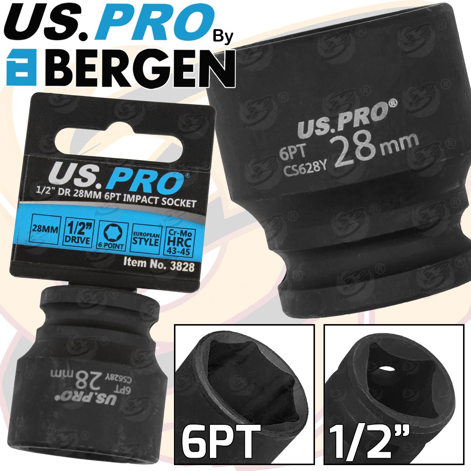 US Pro 28mm 1/2" Drive 6 Point Shallow Impact Socket ( 3828 )