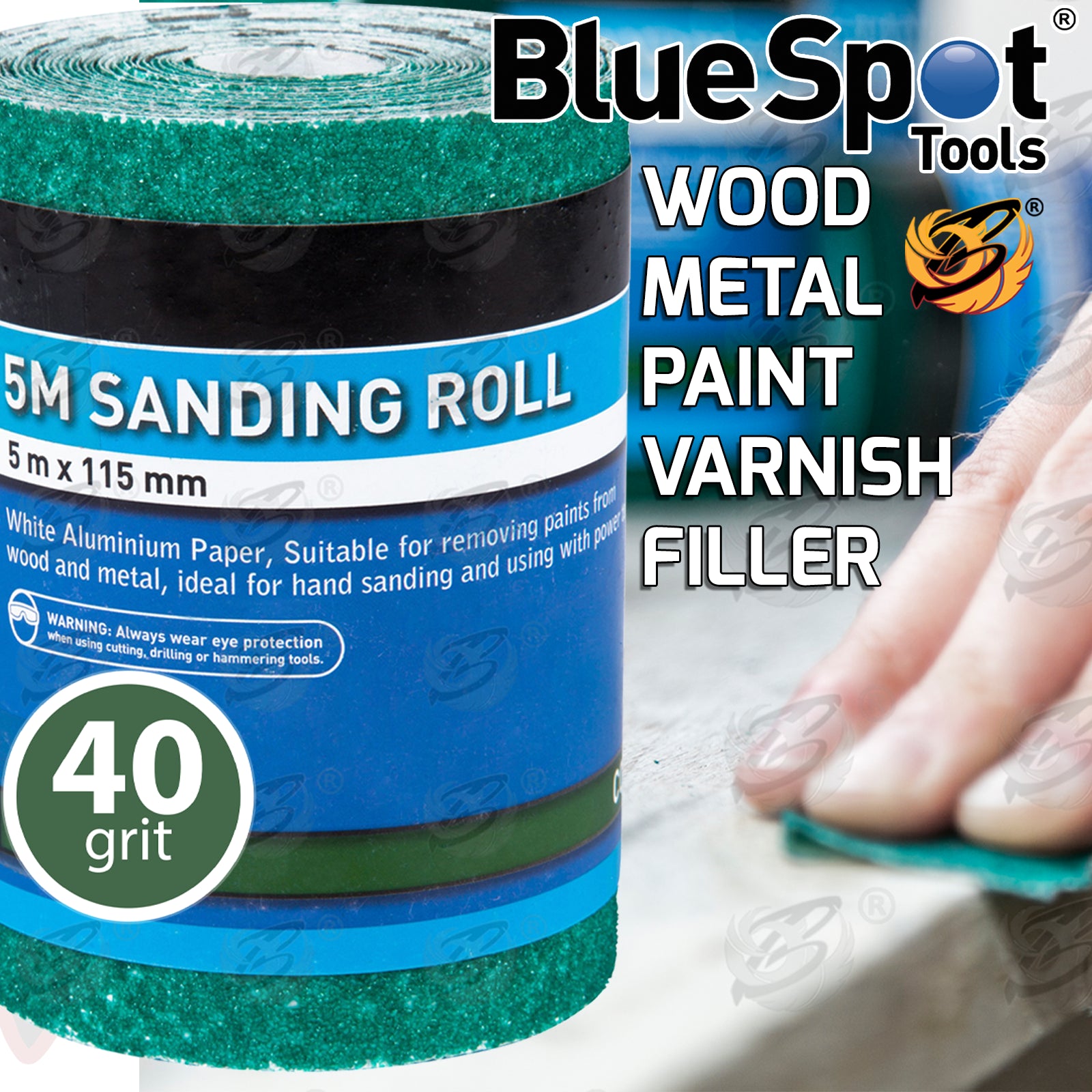 BLUESPOT 40 GRIT SANDING ROLL ( 5M x 115MM ) ( 1 ROLLS )