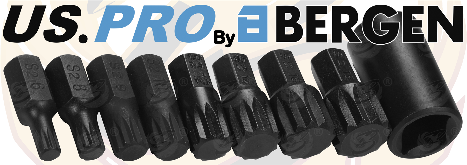 US Pro 9 Piece 1/2" Drive Impact Spline Bit Sockets M6 - M18 3996