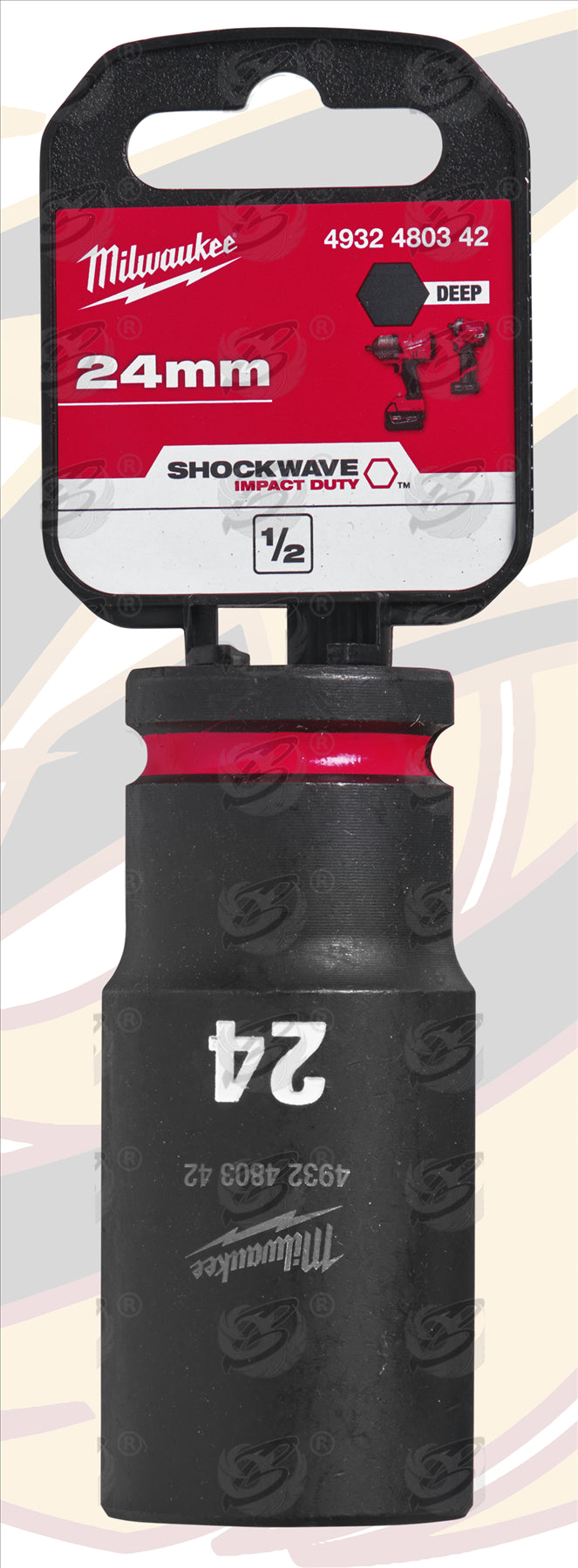 MILWAUKEE 24MM 1/2" DRIVE 6 POINT DEEP IMPACT SOCKET ( SINGLE )