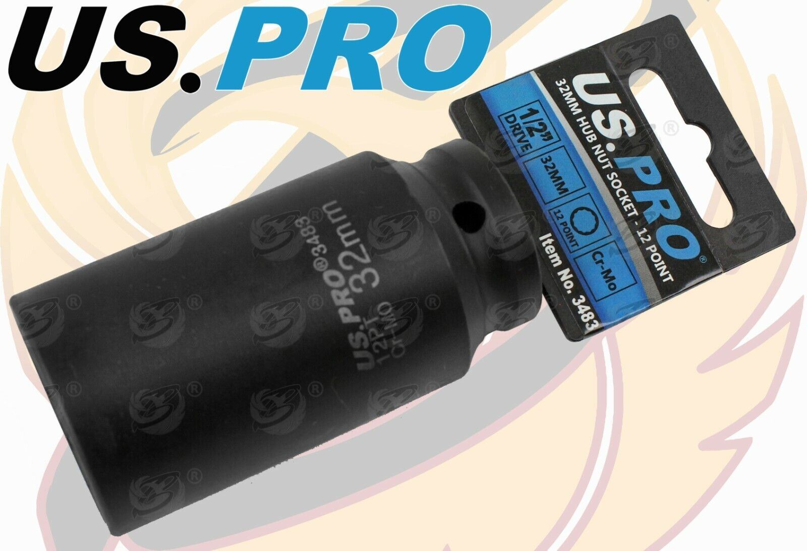 US Pro 32mm 1/2" Drive 12 Point Deep Impact Socket ( Single ) 3483