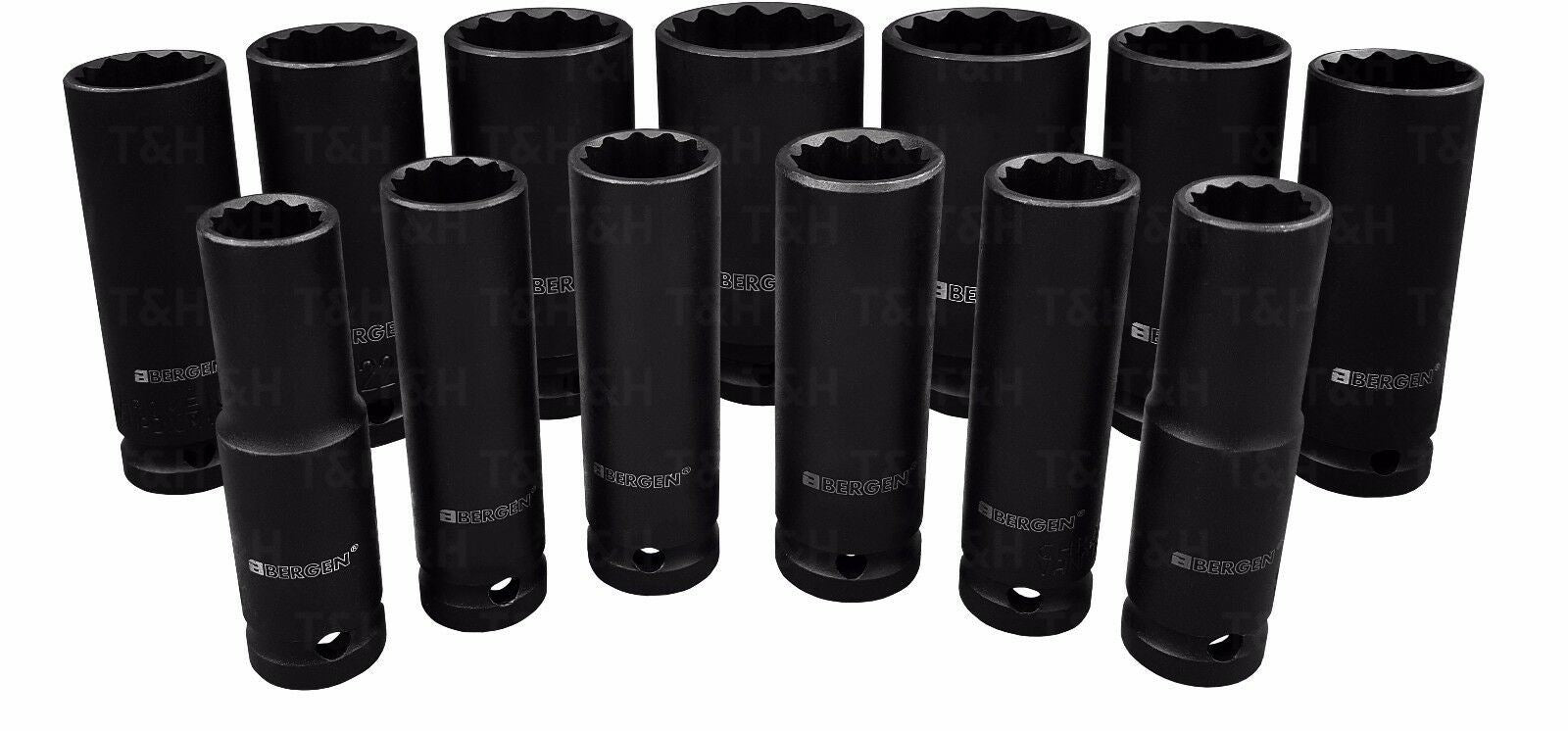 US PRO 13PCS 1/2" DRIVE 12 POINT DEEP IMPACT SOCKETS 13MM - 32MM