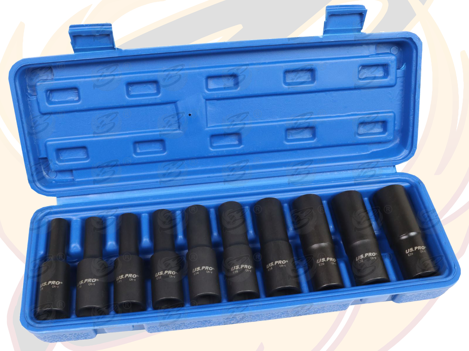 US Pro 10 Piece 1/2" Drive Deep Impact E - Torx Sockets E8 - E24 ( 7524 )
