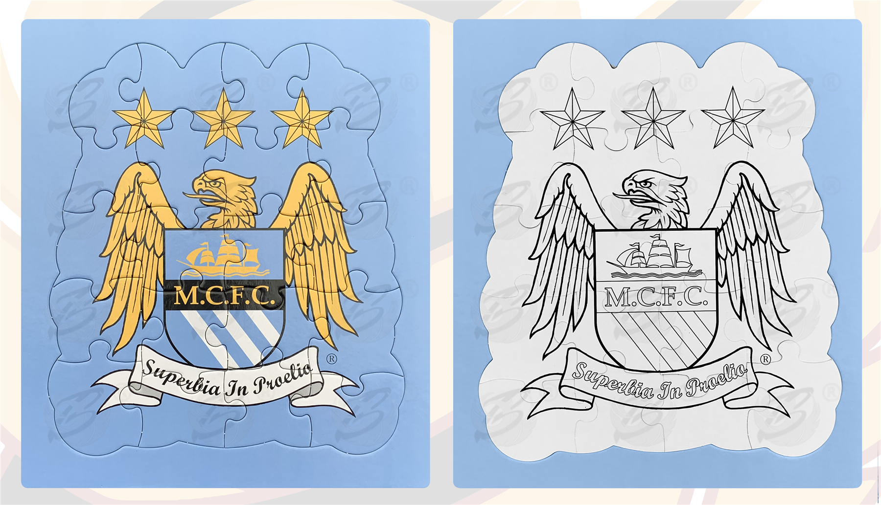 Manchester City 4 Piece Colour-In Jigsaw Puzzle ( MCFC_PUZZLE )