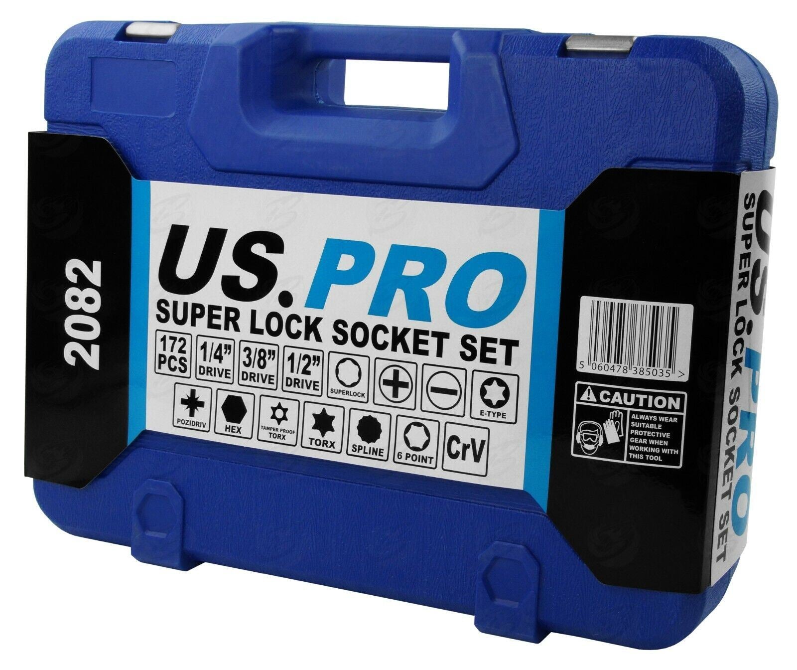 US Pro 171 Piece 1/4" & 3/8" & 1/2" Drive Socket & Bit Set 4mm - 32mm 2082