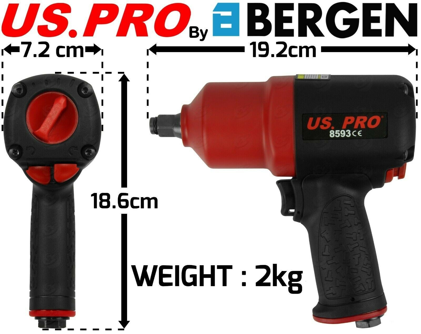 US PRO 1/2" DRIVE COMPOSITE AIR IMPACT WRENCH 1286Nm