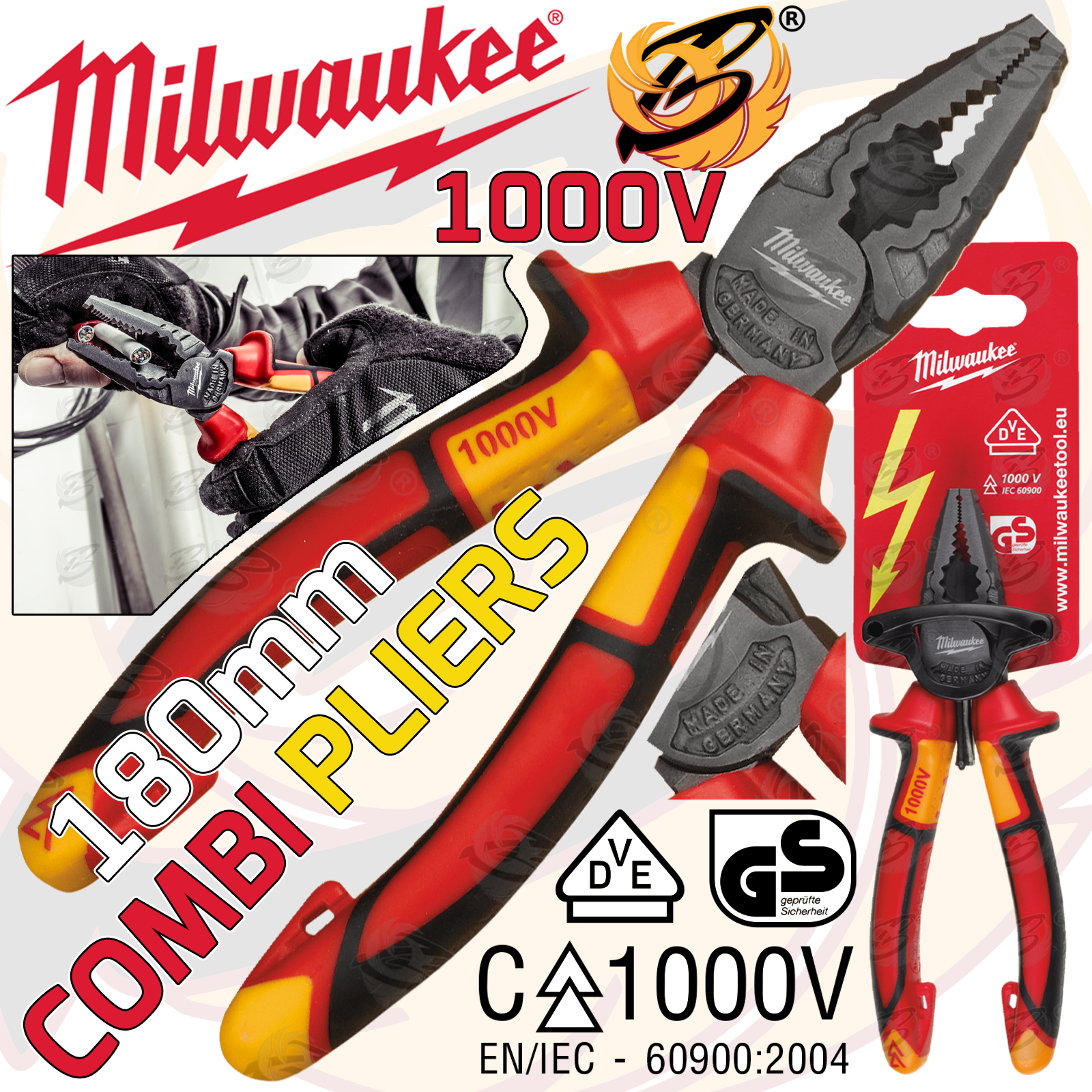 Milwaukee 1000V VDE Combination Pliers 180mm ( 4932464572 )
