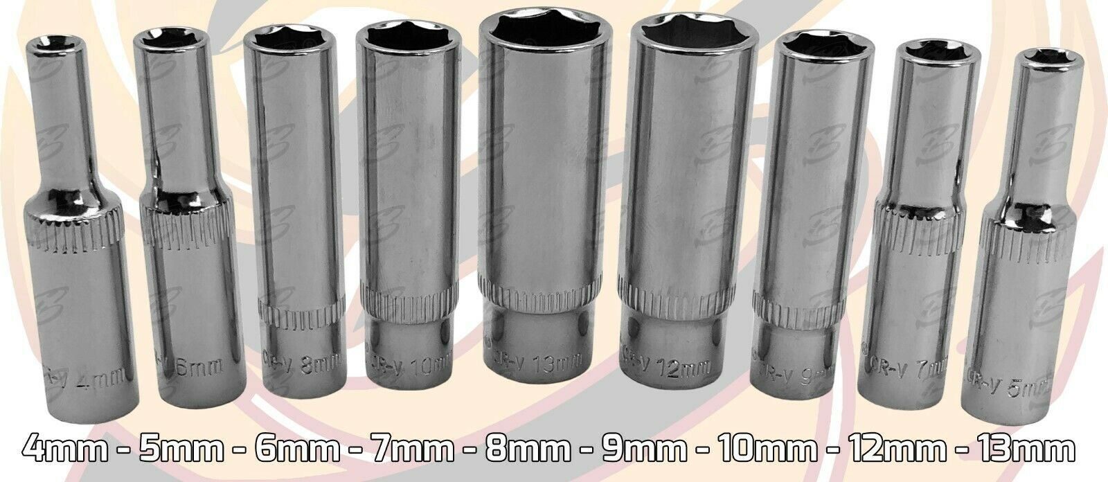 BLUESPOT 24PCS 1/4" DRIVE 6 POINT SOCKET SET 4MM - 13MM