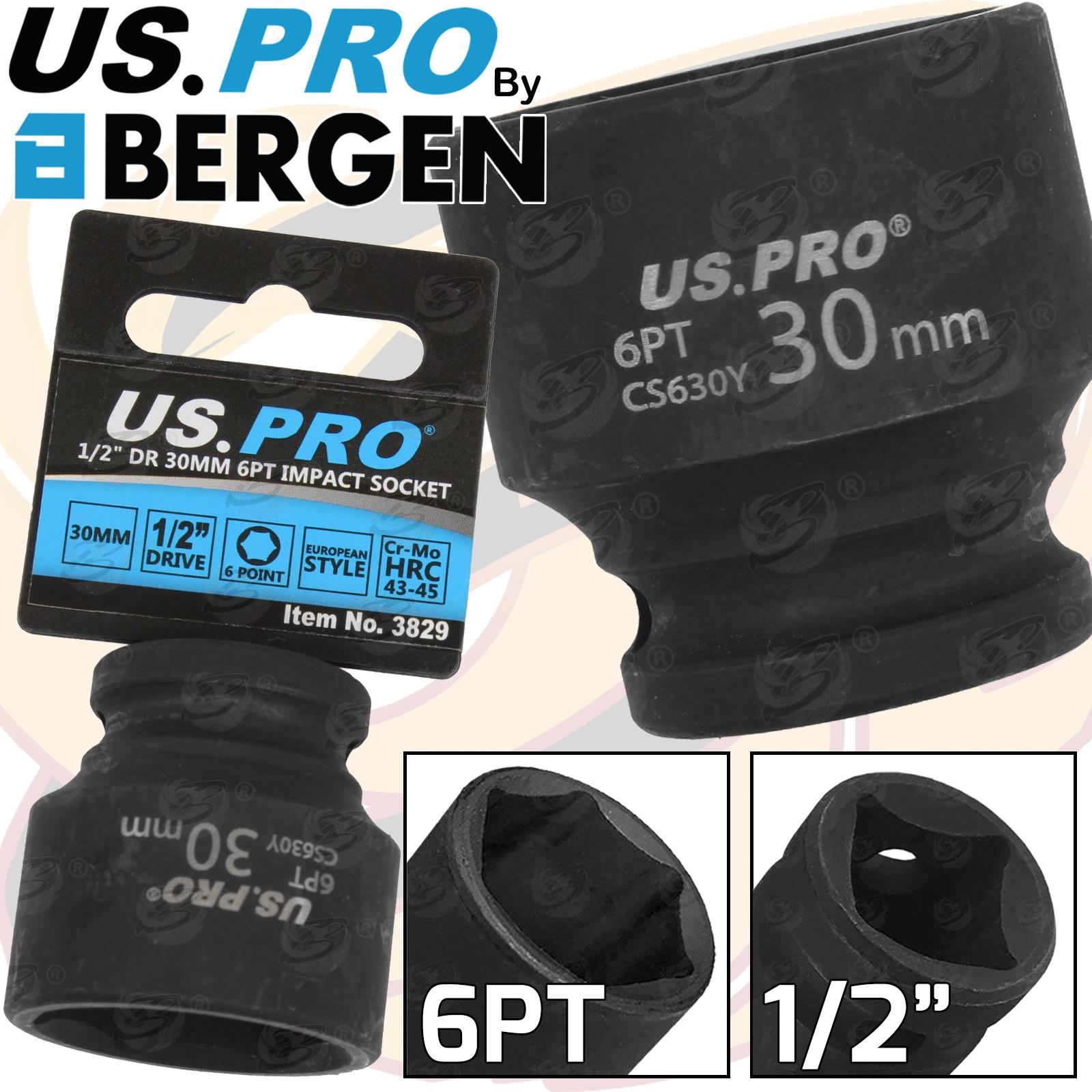 US Pro 30mm 1/2" Drive 6 Point Shallow Impact Socket 3829