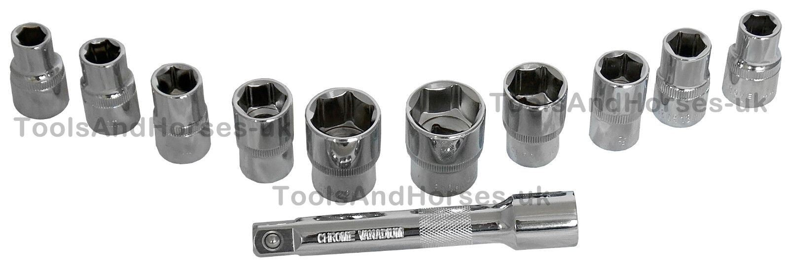 BLUESPOT 12PCS 1/2" DRIVE 6 POINT SOCKET SET 10MM - 24MM