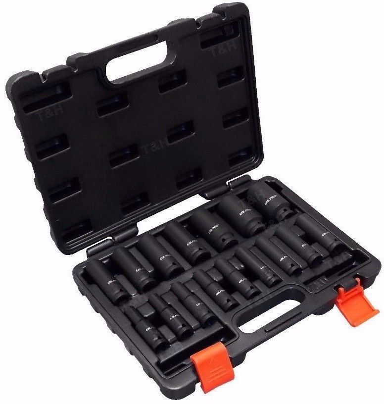 US Pro 16 Piece 1/2" Drive 6 Point Deep Impact Sockets 10mm - 32mm 1340