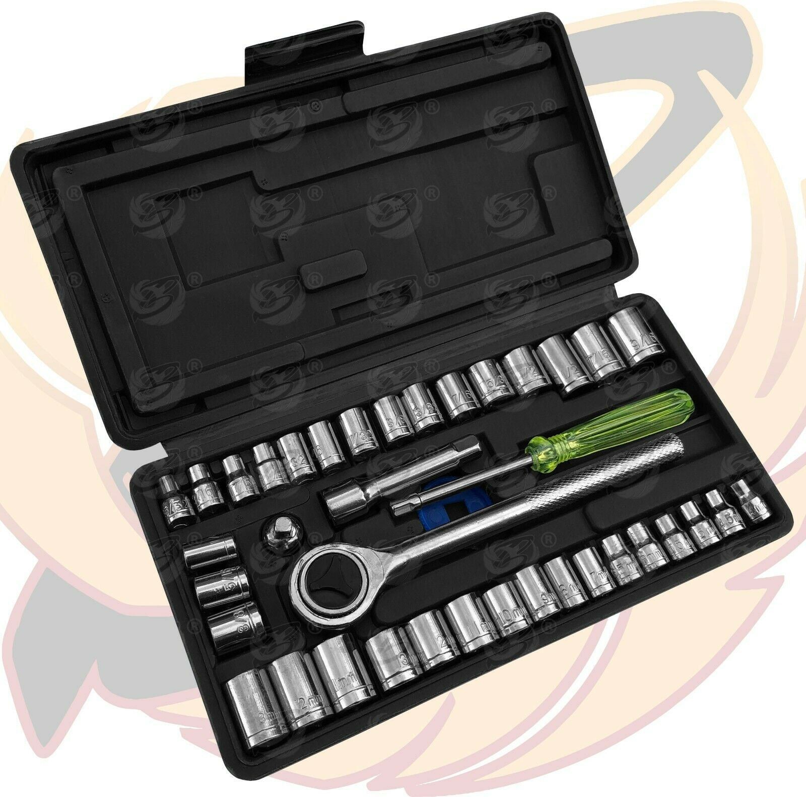 BLUESPOT 40PCS 1/4" & 3/8" DRIVE 6 POINT SOCKET SET