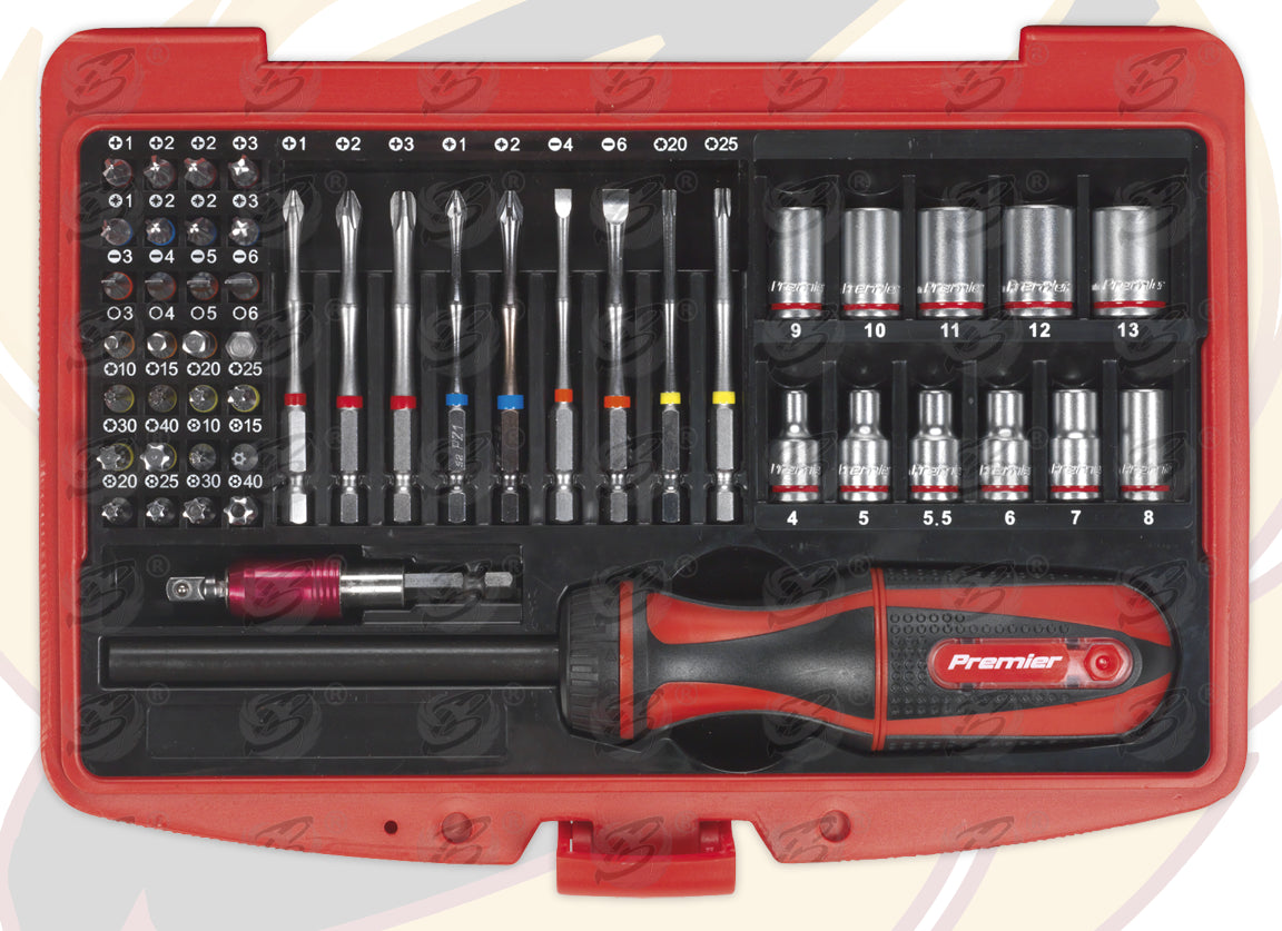 SEALEY 51PCS FINE TOOTH RATCHET SCREWDRIVER & ACCESSORIES