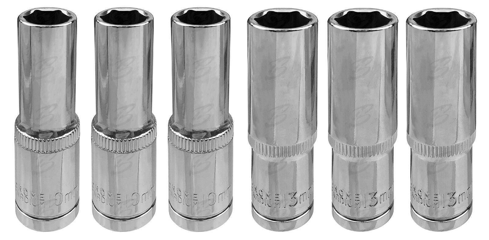 US Pro 6 Piece 3/8" Drive 10mm & 13mm 6 Point Deep Sockets 3381