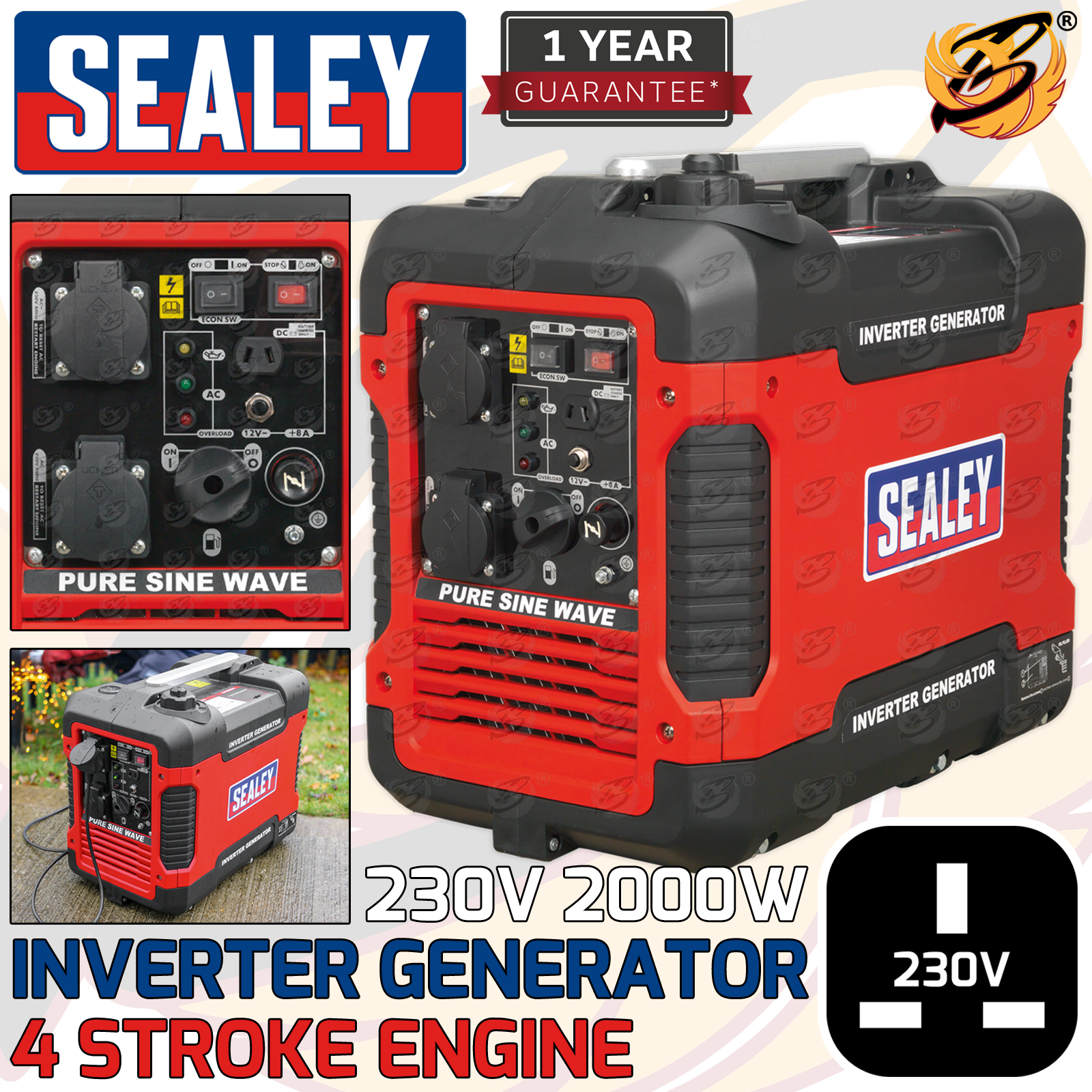 Sealey Inverter Generator 2000W 230V 4-Stroke Engine ( G2000I )