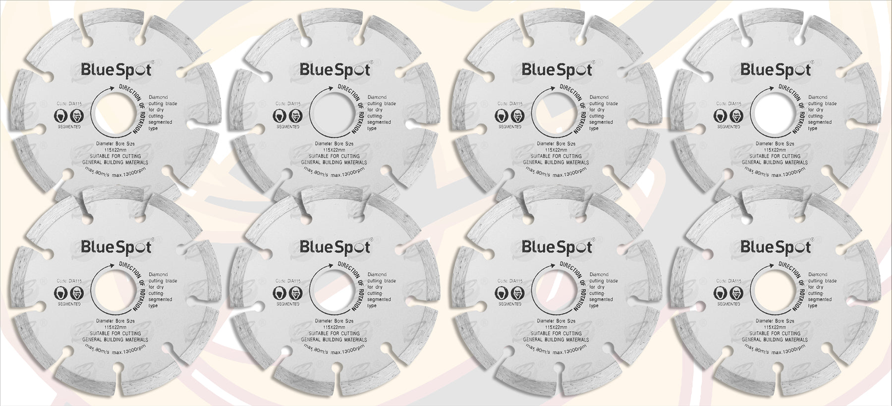 BLUESPOT 4.5" ( 115MM ) DIAMOND CUTTING DISCS ( X 8 )